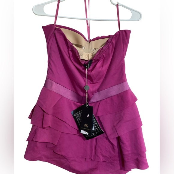 ELISABETTA FRANCHI Magenta Sleeveless halter Bustier Tube Style Shirt Top Sz 46 - Picture 5 of 12
